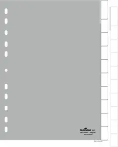 Durable 6441 Blank Tab Index 10-Part Polypropylene Grey