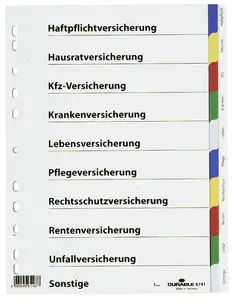 Durable 6741-27 Multicolour Document Dividers with Portrait Orientation