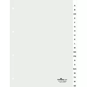 Durable 6800-19 Alphabetic Tab Index, A-Z, Portrait Orientation, Transparent and White