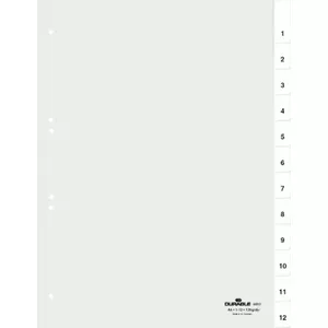 Durable 6810 Numeric Tab Index, 1-12, Transparent