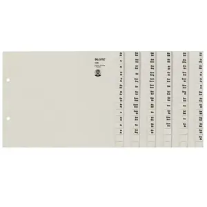 Alphabetic tab index Leitz 13360085, paper, grey, 240×200×65 mm