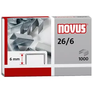 Скобы NOVUS 26/6, длина ножки 6 мм, упаковка 1000 шт.