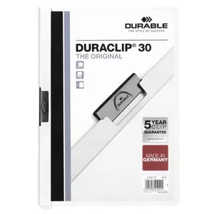 Document report cover Durable Duraclip 30 PVC transparent/white – holds up to 30 sheets