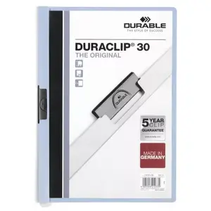 Report cover Durable Duraclip 30, PVC light blue transparent, capacity 30 sheets