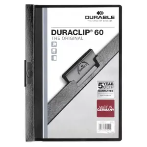 Report cover Durable Duraclip 60 PVC, Black/Transparent, holds up to 60 sheets