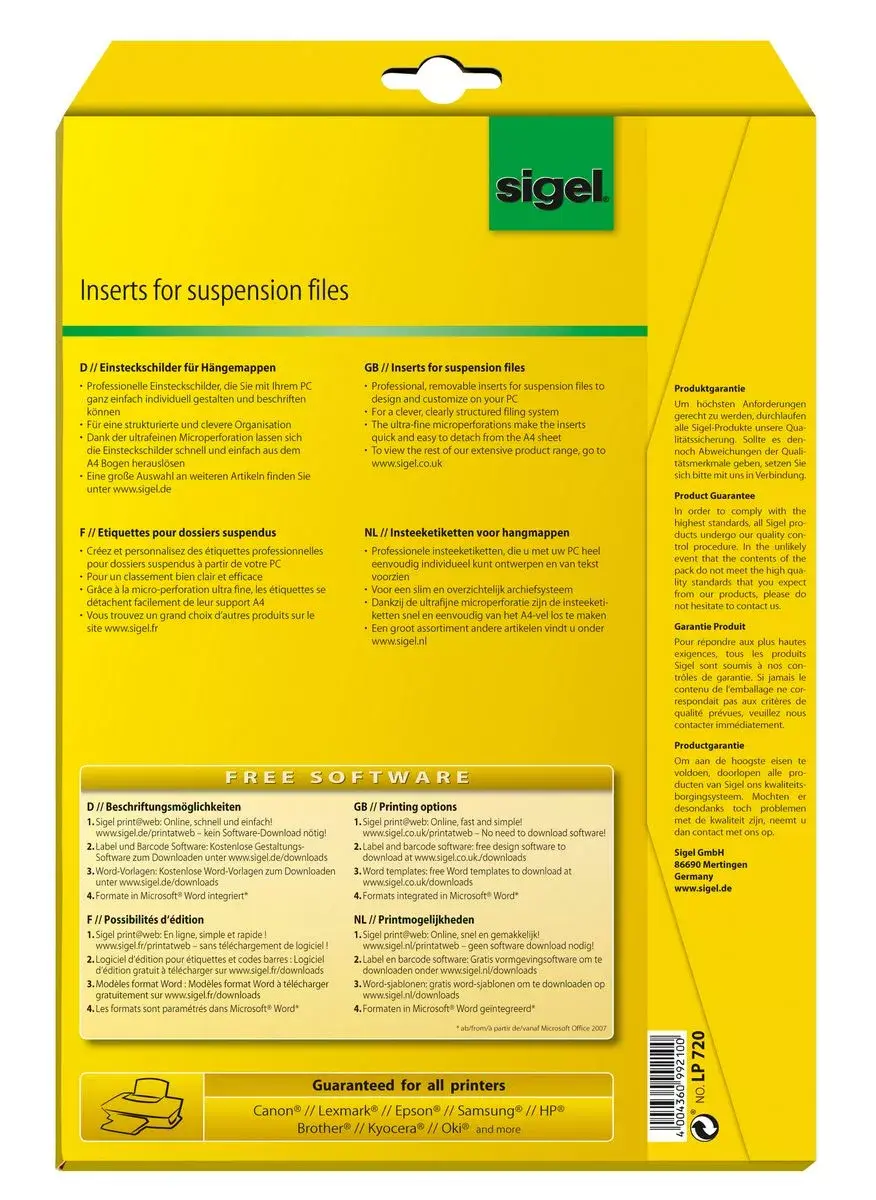 Non-adhesive label Sigel LP720 Photo 4