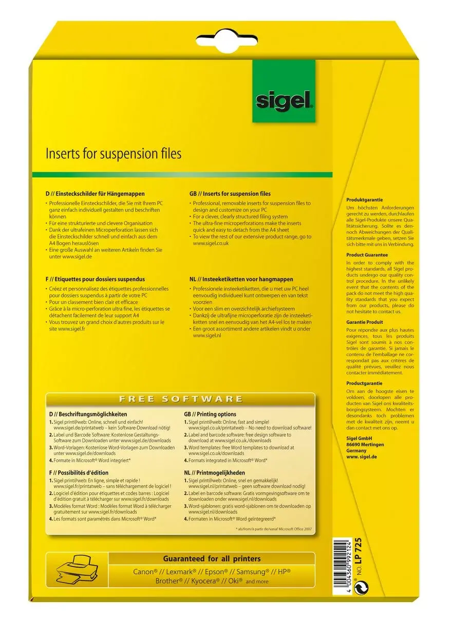 Неадгезивная этикетка для принтера Sigel LP725 Photo 4