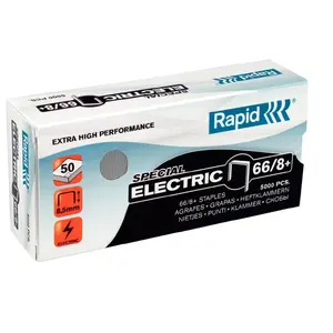 Скобы Rapid 66/8+ — длина ножки 8,5 мм, ширина 50 мм, 5000 шт