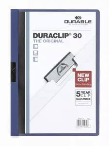 Durable Duraclip 30 Report Cover, A4, Blue, 5 Pack