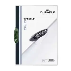 Report cover Durable Swingclip, polypropylene (PP), green, holds up to 30 sheets, pack of 25