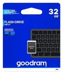 USB флеш-накопитель GOODRAM UPI2 32 ГБ USB Type-A 2.0, чёрный, чтение 20 МБ/с, запись 5 МБ/с, с держателем