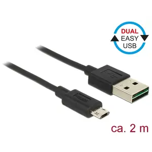 USB Cable DeLOCK 83850 USB 2.0 2m USB A Micro-USB B Black