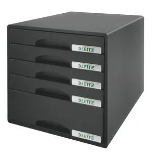 Настольная тумба с 5 выдвижными ящиками Leitz Plus 5211-00-95 из пластика черного цвета