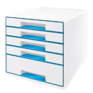 Desk drawer organizer LEITZ 52141036 — polystyrene, 5 drawers, 287×363×270 mm, blue/white