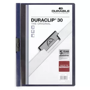 Durable DURACLIP Report Cover, PVC, Blue, 30-Sheet Capacity
