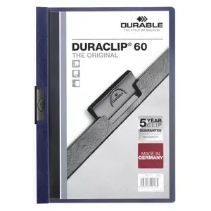 Durable DURACLIP Report Cover, A4, Blue, 60-Sheet Capacity, 25-Pack