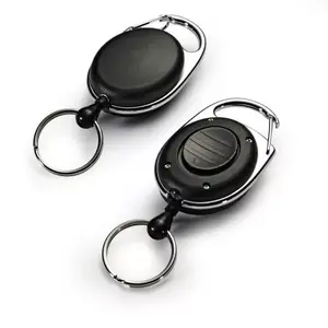Badge Reel Style LED, Durable — keychain LED light, metal, black, 1 pc