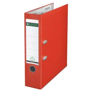 Lever arch file LEITZ 180° plastic A4, 81 mm spine, red