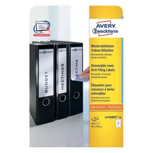 Самоклеящиеся этикетки Avery L4760REV-20 Овальные с закругленными углами Удаляемые Белые 140 шт