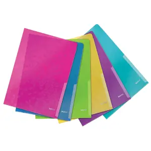 Folder LEITZ WOW A4 PP, polypropylene A4 folder, assorted colours, 220×310 mm, pack of 6