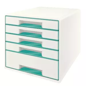 File storage box Leitz Wow Cube Rubber Turquoise White