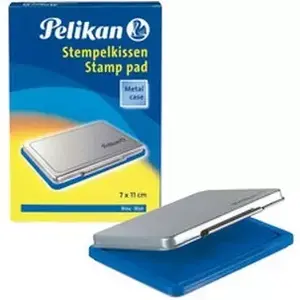 Штамп-подушка Pelikan 00331017 в металлическом корпусе — синяя краска, металл