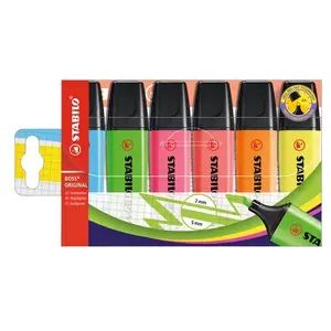 Highlighter marker Stabilo BOSS ORIGINAL 6 pcs — chisel tip, assorted colors