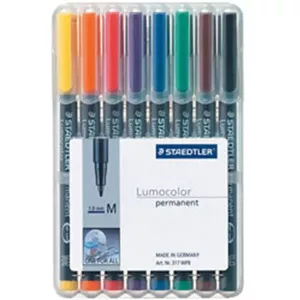 Staedtler 317 WP8 ūdensnoturīgais marķieris Melns, Zils, Brūns, Zaļš, Oranžs, Sarkans, Violets, Dzeltens 8 pcs