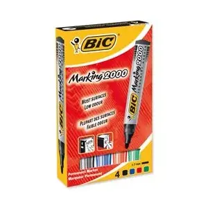 Pastāvīgo marķieru komplekts BIC Marking 2000 — apaļš gals, 4 krāsas (melns, zils, zaļš, sarkans)