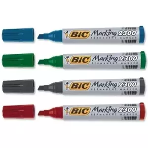 Pastāvīgo marķieru komplekts BIC Marking 2300 — šķēres tipa gals, 4 krāsas (melns, zils, zaļš, sarkans)