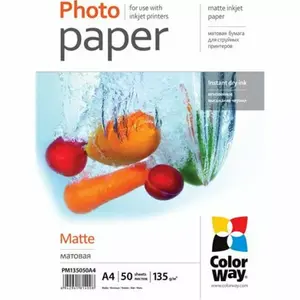 Matēta foto papīra loksne ColorWay PM135050A4 A4 135 g/m², 50 loksnes, piemērots tintes printeriem