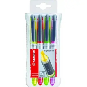 Marker pens Stabilo Navigator 4 pcs — multicolour writing, pack of 4, compact blister (60×11×140 mm)