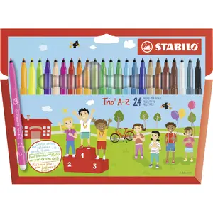 Flomāsteru komplekts Stabilo Trio A–Z Fine, 24 krāsas, kartona iepakojums, 24 gab.