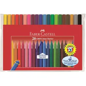 Krāsu marķieru komplekts Faber-Castell Multi 155320 — 20 gab., jaukta krāsu palete, sarkana iepakojuma