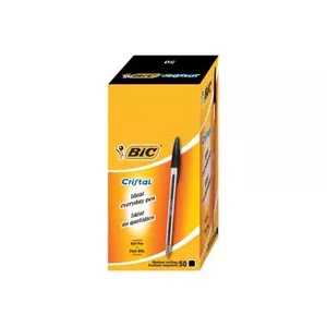 Ручки шариковые BIC Cristal, средний пишущий узел, черные чернила, прозрачный корпус — 50 шт.