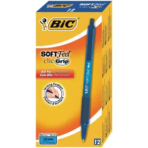 Ручка шариковая BIC 8373982 — защёлкивающаяся выдвижная, синие чернила, упаковка 12 шт.