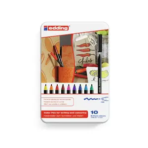 Flomāls Edding 1300 colourpen Melns Zils Brūns Zaļš Oranžs Rozā Violets Sarkans Dzeltena 10 gab.