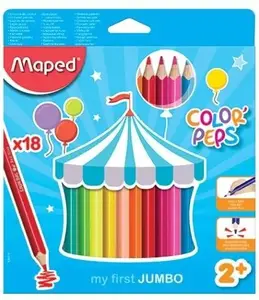 Colored pencil set Maped my first Dreikant COLOR'PEPS JUMBO 18 pieces — soft break-resistant cores, triangular shafts in ink color
