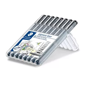 Fineliner Staedtler pigment liner 308 melns 8 gab