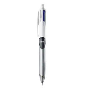 Шариковая ручка BIC 4Colours с клипом, выдвижная, корпус серо‑белый, чернила чёрные/синие/зелёные/красные, набор 12 шт.