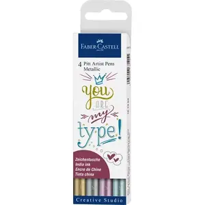 Набор каллиграфических ручек Faber-Castell 167304 — 4 шт., пигментные чернила, металлические и цветные наконечники