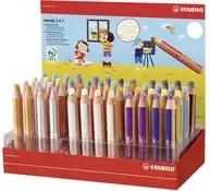 Colored pencil/stick Stabilo Multitalentstift woody 7.60 cm (3) — 48-color round display, multi-use: colored pencil, watercolour, wax crayon