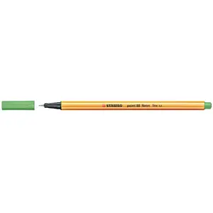 Fineliner pen Stabilo point 88 — green, hexagonal tip, single piece