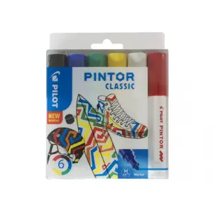 Набор маркеров PILOT Pintor Classic 6 шт — пуля, черный синий зеленый красный белый желтый