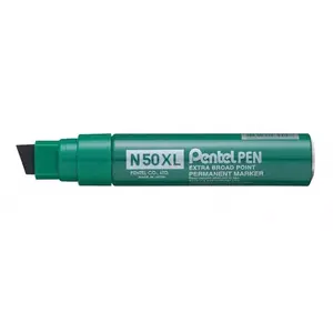 Pastāvīgais marķieris PENTEL N50XL — šķērsgriezuma uzgalis, zaļa tinte, 6 gab. iep.