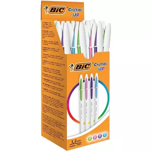 Ручка шариковая BIC Cristal Up с клипом, выдвижная, средний пишущий узел, ассорти синий/зелёный/розовый/фиолетовый, 20 шт