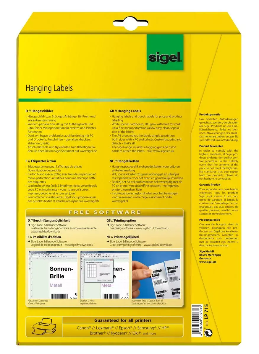 Neuzlīmējama printera etiķete Sigel LP715 Photo 9