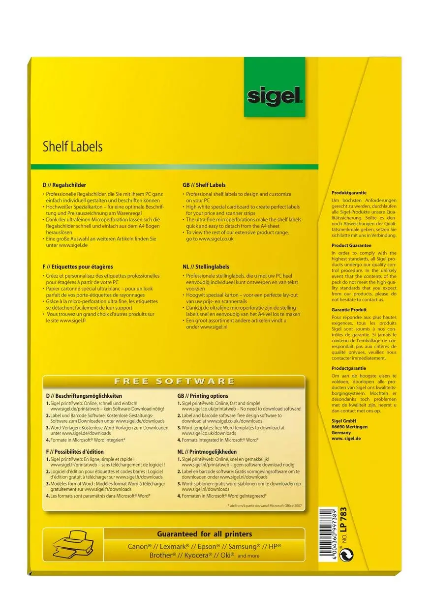 Pašlīmējošās etiķetes Sigel LP783 Photo 6
