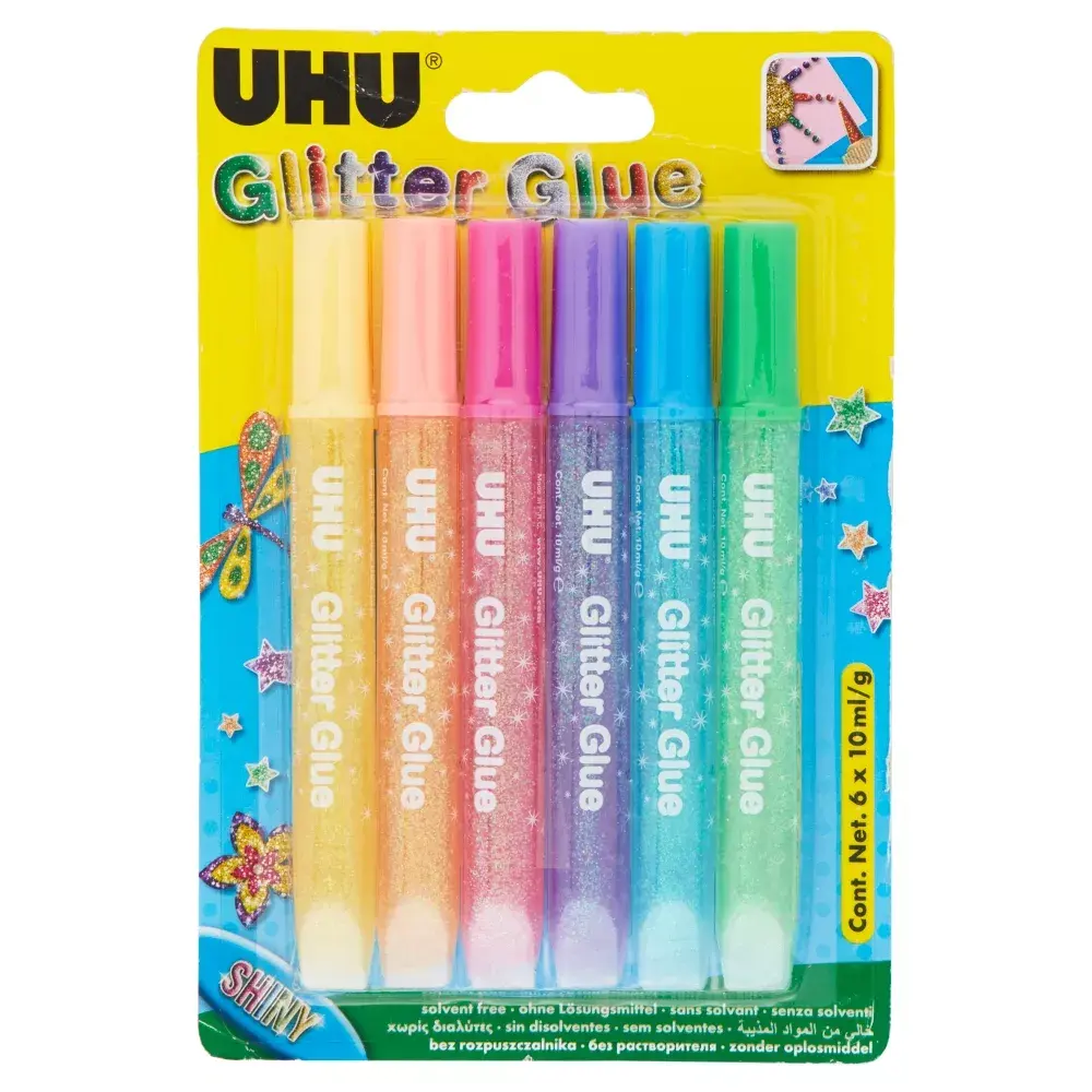 UHU Glitter Glue Shiny клей с блёстками, 6 цветов Photo 2