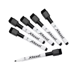 Rexel Magnetic Dry-Erase Markers Black 6 pcs